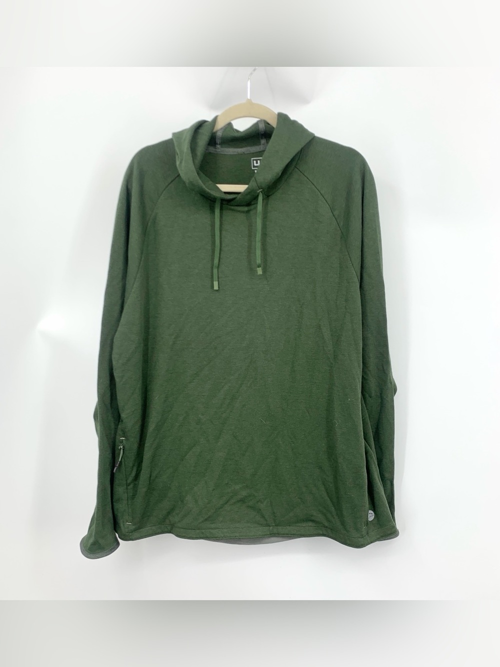 LL Bean Men Size XL Hoodie Green Pullover Sweatshirt Top Cotton Stretch